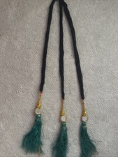 Tassel Segusha Belly Dance Hair Piece 1.97" x 24" Punjabi Paranda Green Tassels