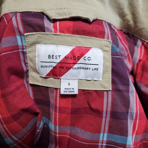 Best Made Co Jacket Mens Small Brown Khaki Tour Chore Travel Plaid Lined Canvas - Picture 10 of 16