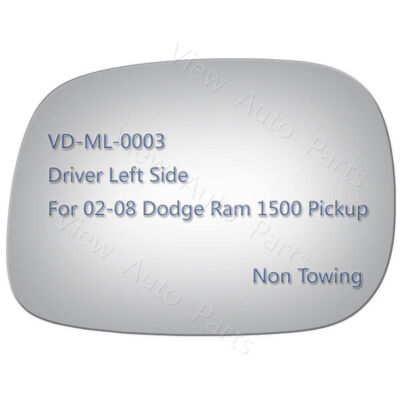 Driver Left Side Mirror Glass For 2002-2008 Dodge Ram 1500/2500 – Flat, Adhesive Mount (Non-Towing)