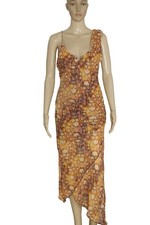 Free People Multi Printed Asymmetrical Sleeveless Midi Dress Bohemian New S