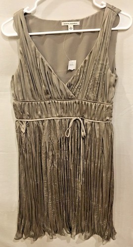 Neu mit Etikett Banana Republic Taupe Satin Plissee & Crinkled Party Cocktail KLEID GRÖSSE 6 - Bild 1 von 3