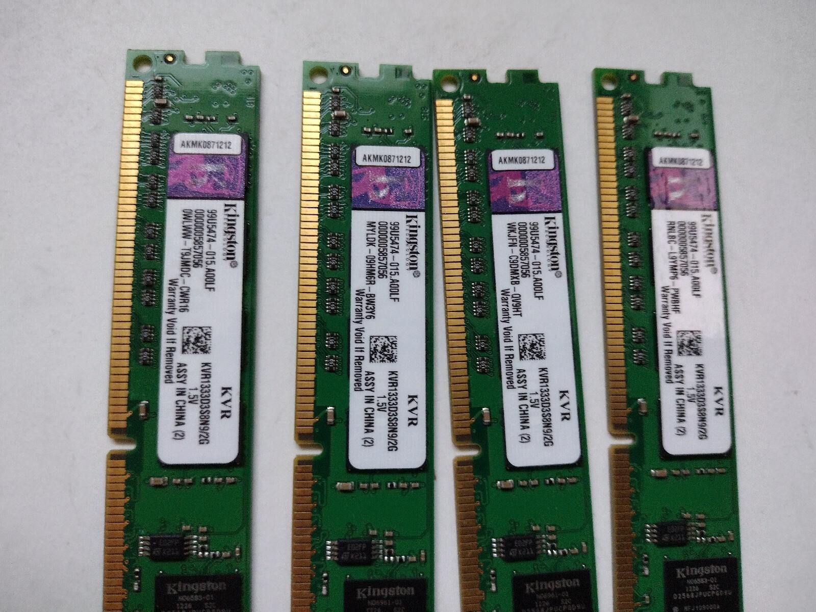 SET OF 4! Kingston PC3-10600 2 GB DIMM 1333 MHz DDR3 Memory ...