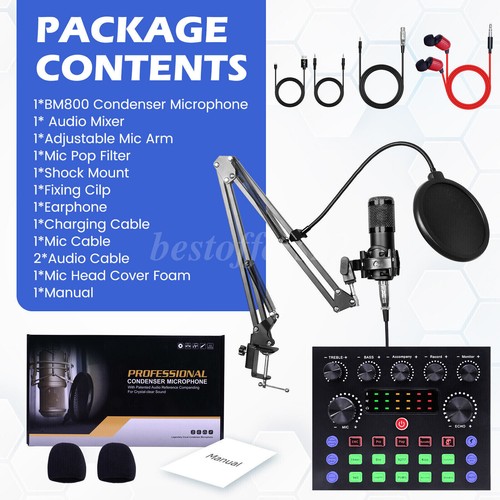 Podcast Equipment Bundle Condenser Microphone Audio Mixer Studio Recording Kit - Picture 34 of 77