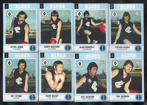 1977 AFL VFL SCANLENS RARE QUALITY CARDS - 11 CARD TEAM SET (CARLTON) EXCELLENT - Picture 1 of 4
