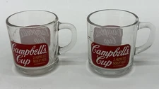 Anchor Hocking Campbells 2 Minute Soup Mix Cup Mug Clear Glass 2 LOT Vintage