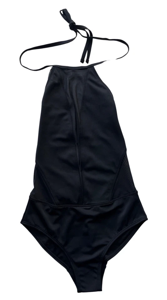 Traje de baño Ted Baker London negro con panel de malla halter de una pieza talla 0 (talla EE. UU. 2- 4) Foto 2 de 4