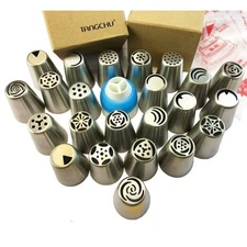 Russian Piping Tips 29PCS/SET Stainless Steel Large Size Icing Syringe Set DIY