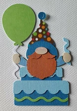Gnome Birthday Cake Set  Blue Scrapbook, Card Making Paper Piecing