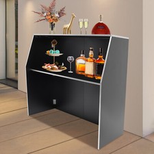 Portable Bar Table, 3-Tier Shelves, Mobile Bar Table for Events, Party, Camping