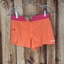 Patagonia Girl  s Board Shorts Swim Orange and Pink Size 12 Large side pocket EUC