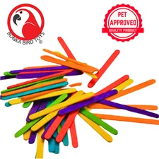 Bonka Bird Toys 1227 50pc Colored Wooden Chewy Sticks Foot Talon Craft Part Pet