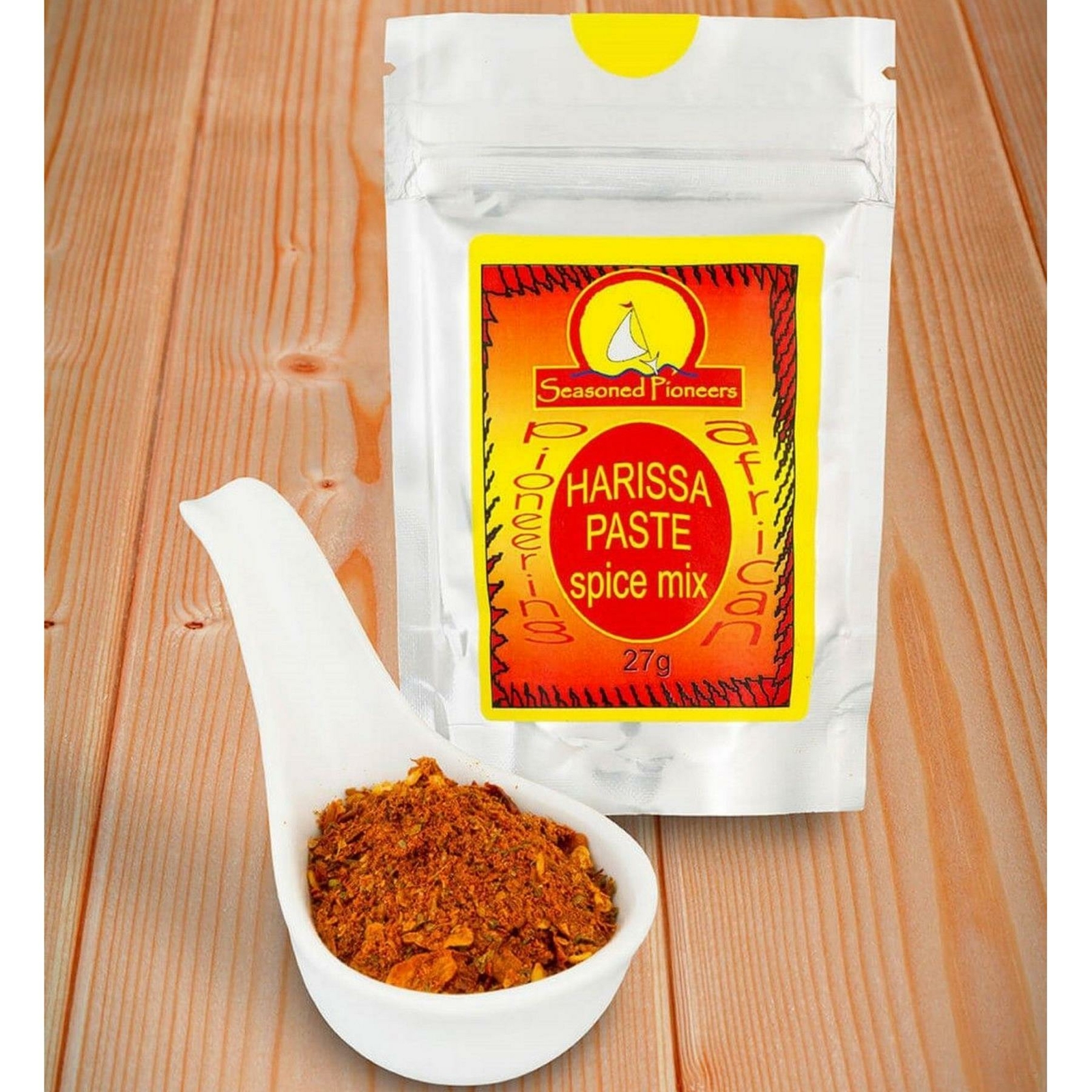 Seasoned Pioneers African Harissa Paste Spice Mix Very Hot Seasoning 27g Packet