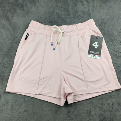 FOURLAPS Athletic Knit Shorts Woman's Size XS Pink Soft Stretch Zip Pocket NWT 