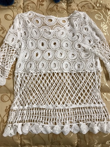 Maglietta Maglia Bianca Bianco Traforata Buchi Lunghetta Elegante Donna  Ragazza | eBay