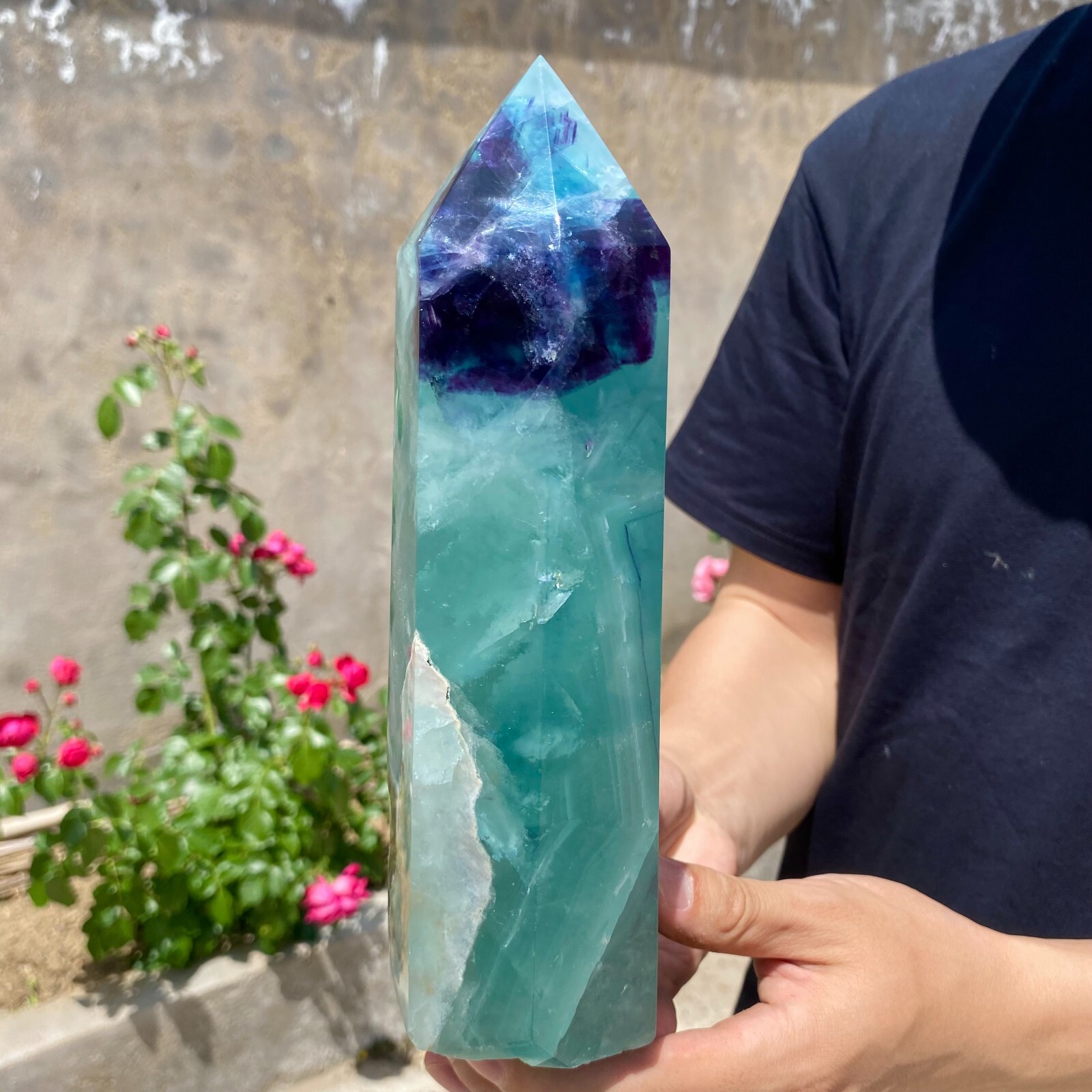4.9lb Natural Fluorite Crystal Wand Obelisk for Earth Healing Energy