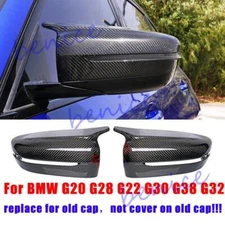 2X Carbon Fiber Side Mirror Replace Cover Caps For BMW G20 G28 G22 G30 G38 G32