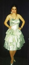 80's Prom Dancing Dress Lamae' Sleeveless Above knee Puff Skirt B/C Cup