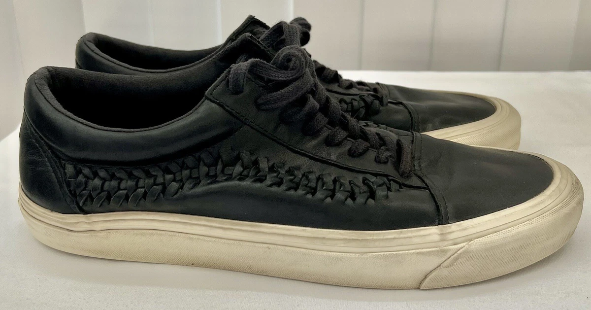VANS BLACK LEATHER OLD SKOOL WEAVE DEATAIL MENS 13