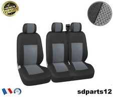 VW Transporter T5 T30 Housses de Siège Avant 2+1 Tissu Respirant Luxe Noir Gris