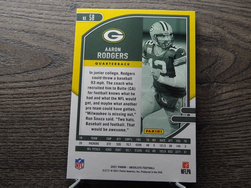 2021 Absolute Green #58 Aaron Rodgers - 第 2/2 張圖片