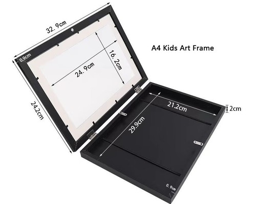Marco de arte para niños A4, blanco/negro, 25 x 32 cm, imágenes de exhibición de obras de arte para niños - Imagen 2 de 10