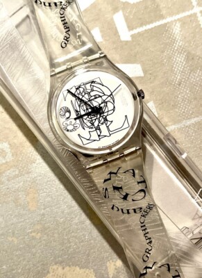   New Vintage 1995 GK208 Graphhickers Artist Special Swatch Watch 34mm Gents  