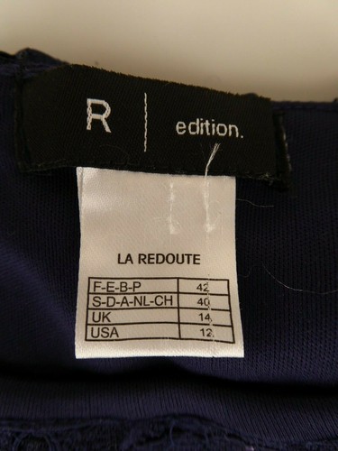 Woman's La Redoute R Edition Size 14 Navy Blue Lace Lined Dress GC - Picture 3 of 12