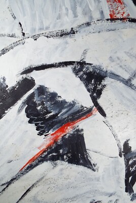 Original Acryl auf Papier, ''schwarz-weiß abstrakt'', Ende 20. Jahrhundert