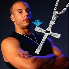 Cross Pendant Necklace Silver Stainless Steel Alloy Unisex's Chain Crucifix