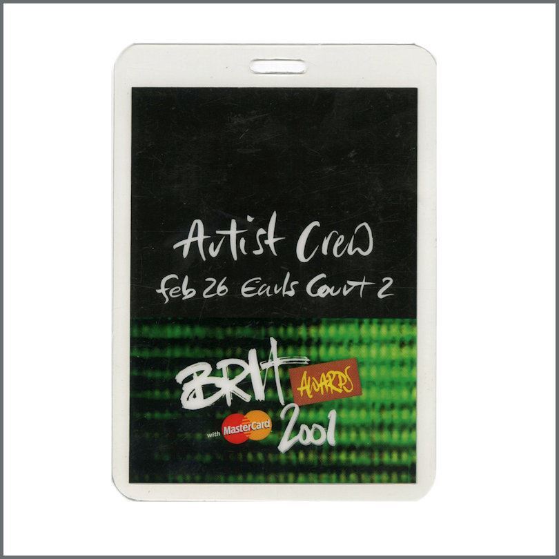 U2 Eminem Artist Crew Laminated Pass Brit Awards 2001 (UK)