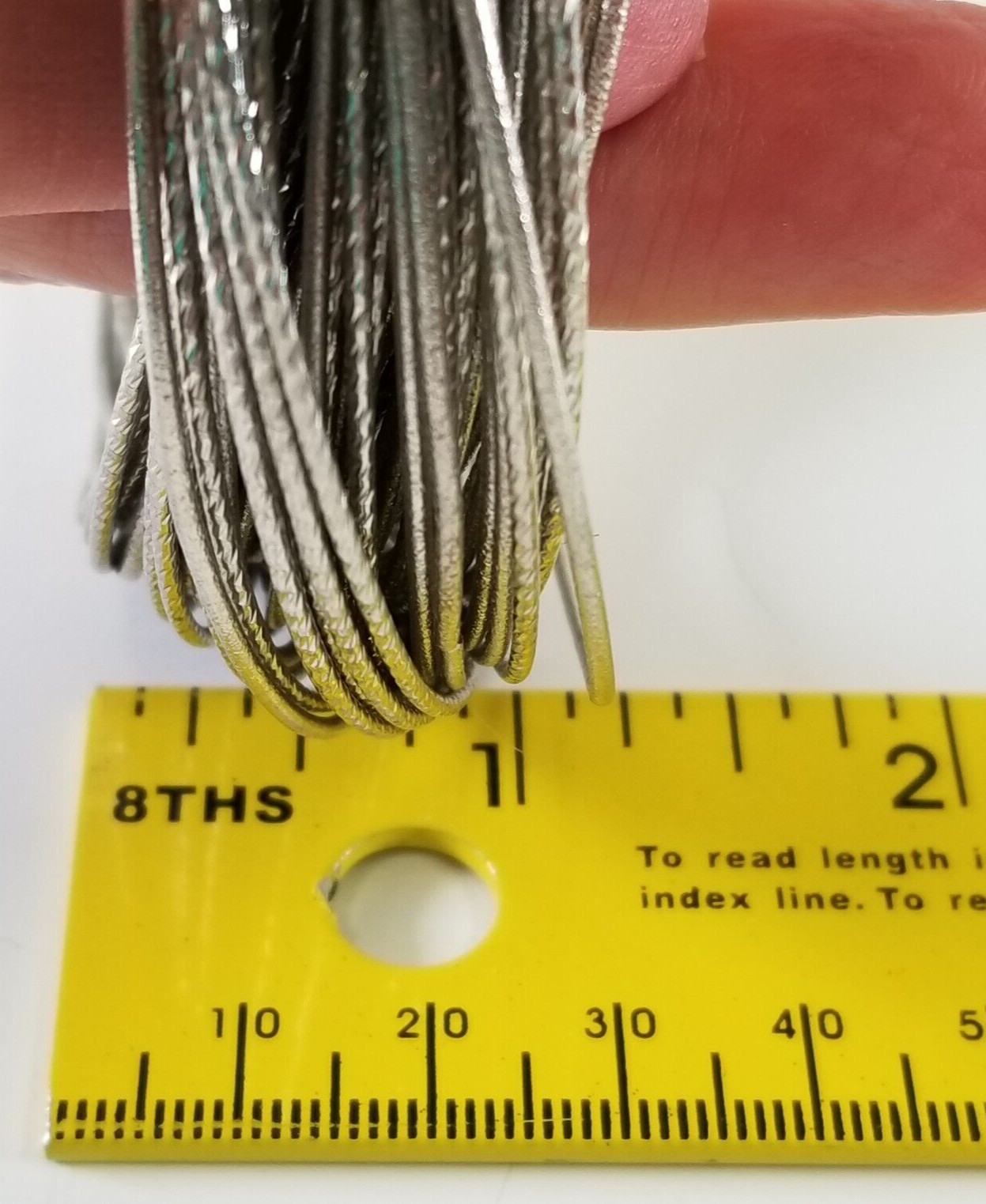 Interlinked Diamond Cut Thin Silver Tone Metal Ba… - image 9