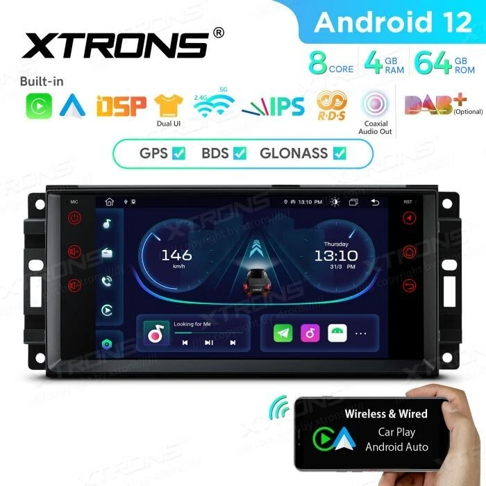AUTORADIO ANDROID 12 4/64 STEREO AUTO JEEP DODGE CHRYSLER COMPASS GRAND CHEROKEE - Immagine 2 di 4