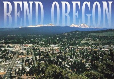 Postcard OR Bend ''Three Sisters'' Volcanic Cascade Mountains Range Aerial