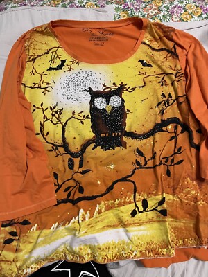 Onque Woman Onque Casuals Women Top L White Floral Striped T-Shirt