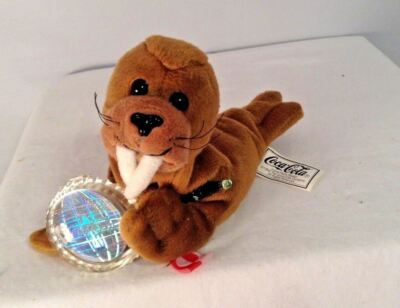 New Coca Cola Coke Walrus Bean Bag Waller Greenland Plush Stuffed Animal Toy 
