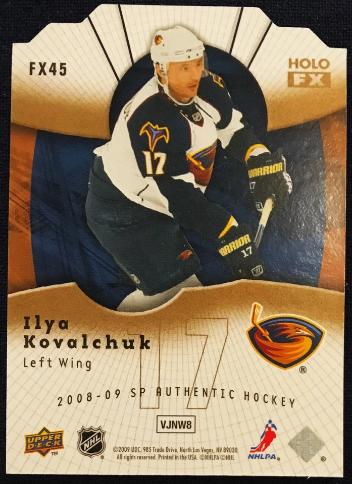 Ilya Kovalchuk SP Authentic Holoview FX Die Cut card FX45, 2008 09 NHL Thrashers - Image 2 of 2
