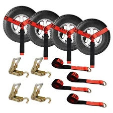 USA 4 Set 2" x 10' Lasso Wheel Lift Strap Ratchet Swivel J Hook for Auto Towing