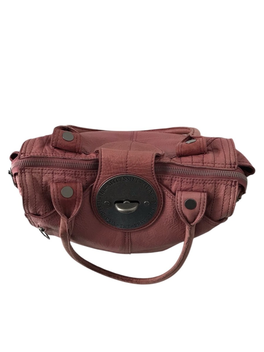 バッグ DIESEL turn lock leather shoulder bagY2K DIESEL Vintage Pink Leather Shoulder Bag Turn Lock Y2K 00s