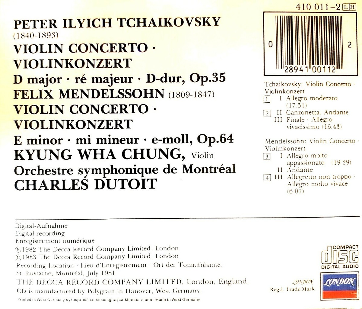 Tchaikovsky / Mendelssohn - 