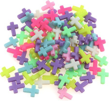 100 PCS Acrylic Cross Beads Cross Spacer Beads for Jewelry Making or Handicraft