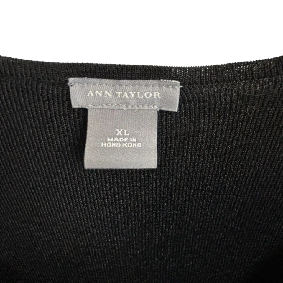 Suéter Ann Taylor Para Mujer Negro Cuello en V Mezcla Viscosa Sedosa Mangas Largas Talla XL Foto 3 de 4