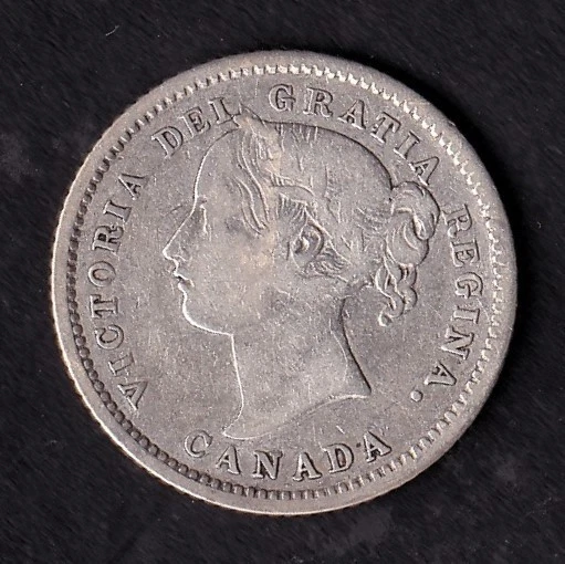 Canada 1880H 10c Ten Cent Silver Dime Queen Victoria Obv #2 F Fine .925 Silver - Image 2 of 2