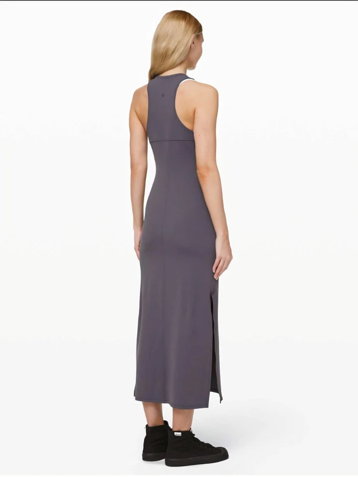 Usado en Excelente Condición Lululemon Get Going Maxi Vestido sin Mangas Moonwalk Gris Talla 10 Foto 3 de 4