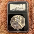 2011 P Silver American Eagle MS-69 NGC 25th Anniversary Label
