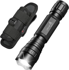 ULTRAFIRE Tactical Flashlight with Holster, Single Mode LED Black 