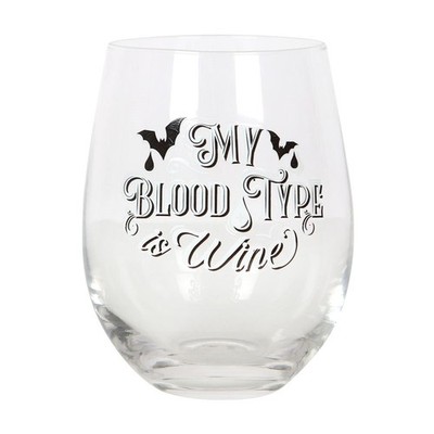Meine Blutgruppe ist Wein stiellos Trinkglas Vampir Fledermaus Dracula Gothic Humor