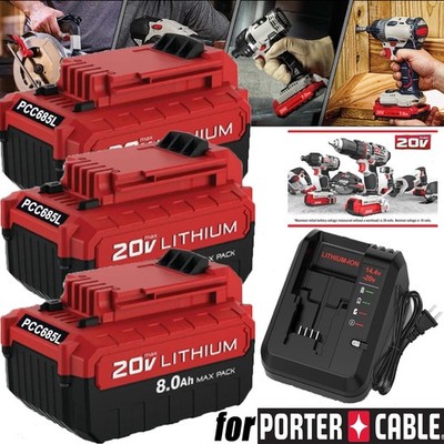 2PACK for PORTER CABLE 20V 20 Volt Lithium Battery /Charger Max PCC680L PCC685L
