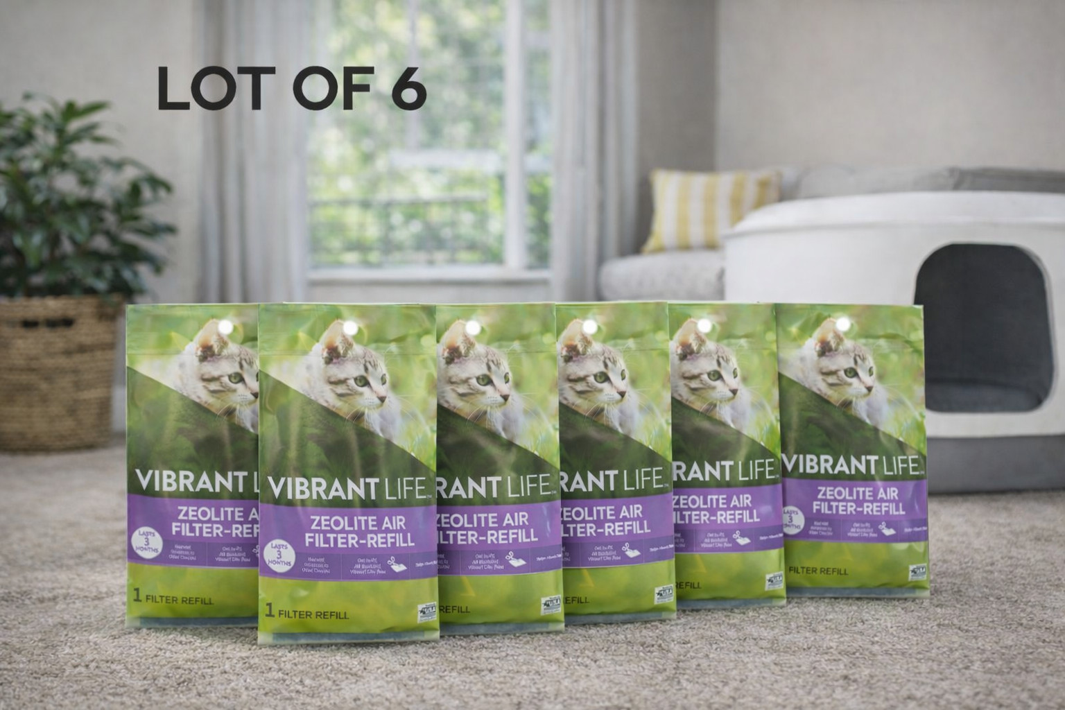 6 - VIBRANT LIFE Zeolite Cat Litter Pan/Box Air Filter Refil