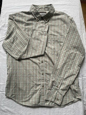 Mountain Khakis Classic Fit Button-Up Shirt L Gray Blue Plaid Button-Down LS