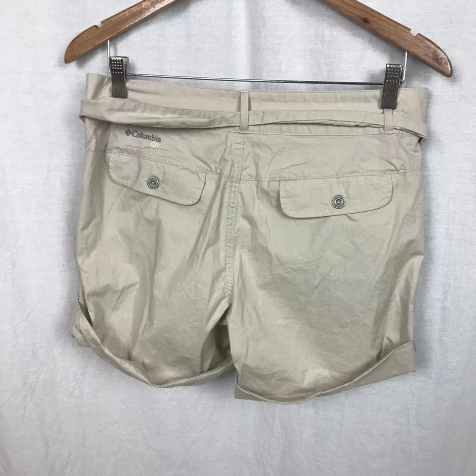 Columbia Mujer Cinturón Caqui Chino Corto Puño Dobladillo Mezcla Algodón Informal Talla 8 Foto 4 de 4